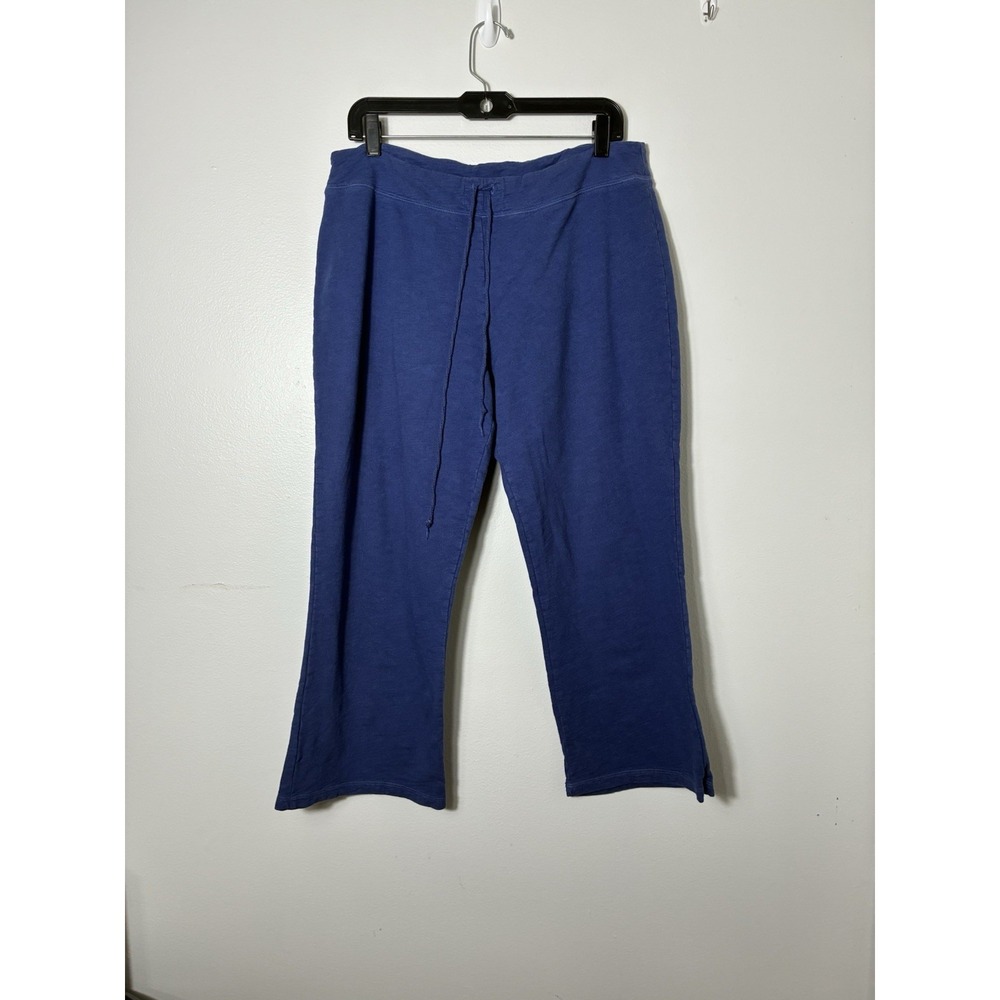Fresh Produce Pull On Wide Leg Cropped Pants Sz Large Navy Blue Made In USA
